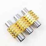 5個 ビーズクラブ ヒモ用 マグネットクラスプ NO.6 6角 バイカラー 21mm ブレスレット ネックレス 磁石 留め金具 接続金具 基礎パーツ [4582434340281]