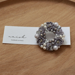 刺繍ブローチ　リース　くすみパープル　