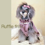 犬服♡ ラッフルフリルのワンピース　2トーン