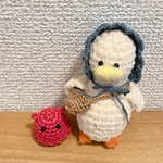 【オーダー品】メンダコちゃんとあひちゃん（ブルーボンネット、お鞄付き）