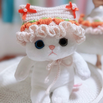 【受注】【再販】犬用.猫用ねこ耳帽子  パンプキンフリルハット（ベージュ×オレンジ）