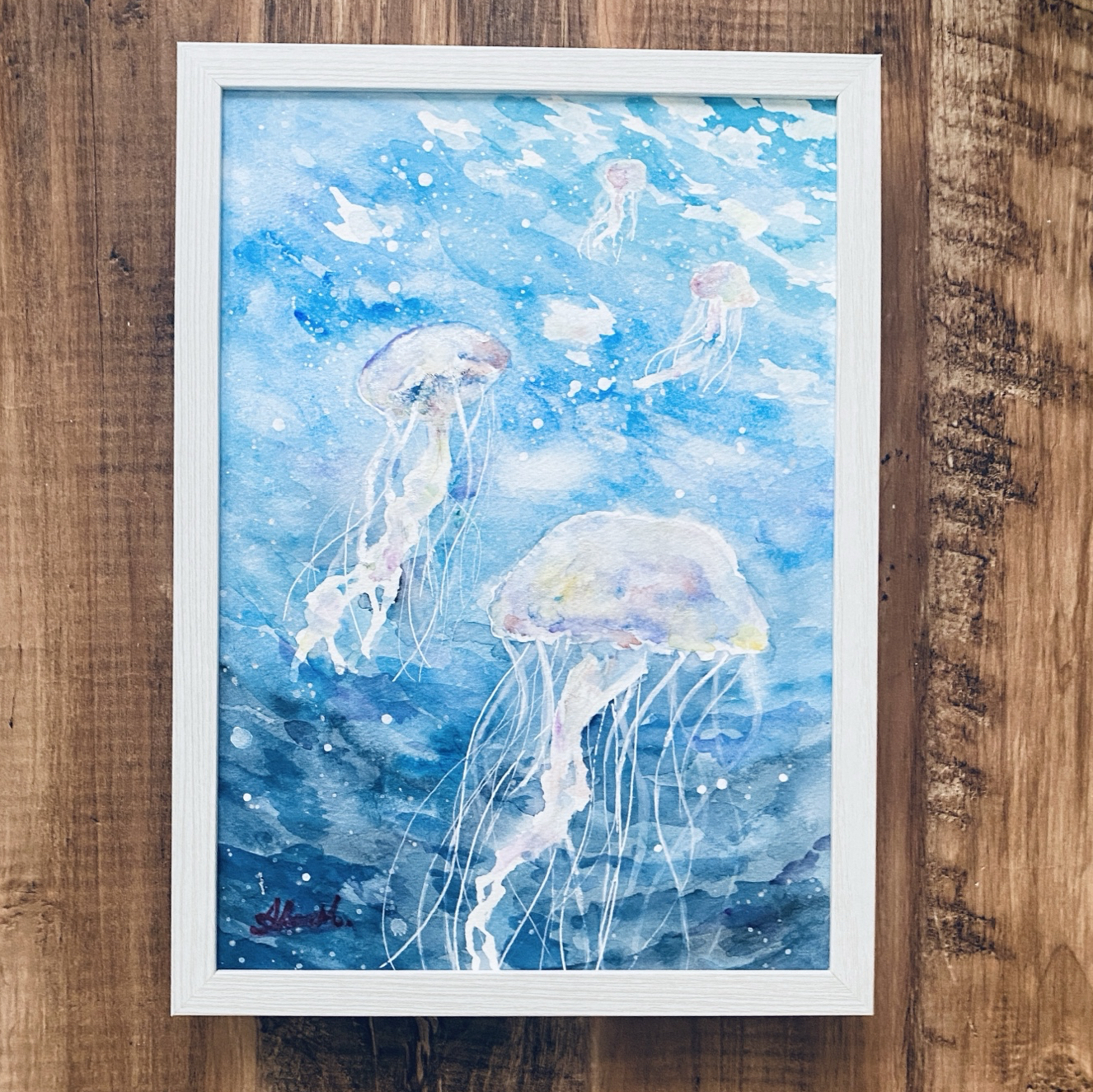 絵画　油絵　原画　動物　ペンギン　ブルー　海　空　アート　インテリア　F4 500x0.jpg