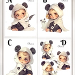 chan.ce オリジナルステッカー　4種各1枚入り            🐼🎃ちびちびベイビーがイタズラしちゃうぞ♡  パンダゴーストver.  Halloween イベント飾り