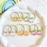 《2個セット》　やさいフルーツヘアゴム　/   キッズヘアアクセサリー　キッズヘアゴム　ベビーヘアアクセサリー　ベビーヘアゴム　髪ゴム　りんご　もも　いちご　ピンク
