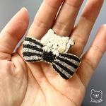 リボン猫♢刺繍ブローチ