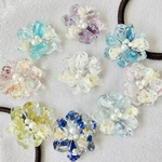 【選べる天然石・ヘアゴム 】お守りヘアゴム  贈り物🎁　プレゼント　ヘアゴム カラーは焦茶色🤎　アメジスト　アクアマリン　ペリドット　誕生石　レジン　花　大人　ラピスラズリ
