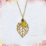 🍂リーフの天然石ペンダントネックレス