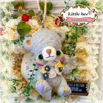 littlebee handmade★あみぐるみくまパールバックチャーム★グレー