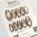 【サイズオーダー】シルキーマグガラスフレンチキルティングネイル