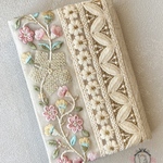 MaEuMインド刺繍リボン文庫本ブックカバー片側調整タイプ【pink7】