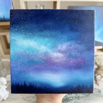 「Distant Stars」油絵・原画・絵画・アート・絵・夜空・星・星空・スピリチュアル・ミニチュア