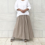 30%off 現品SALE♪ 上質ベルギーリネンのダンガリースカート　トープベージュ