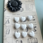 【2コセット】#czech beads#チェコビーズ　heart♡white13✖️13㍉