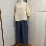 ☆ 最終SALEコットン&リネンシャンブレー　　　　　　　　　イージーワイドパンツ