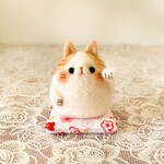 羊毛フェルト　招き猫(茶白猫)