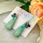 【再販不可･一点物】シーセディメントジャスパー インディゴライトトルマリン ピアス イヤリング イヤーカフ 大ぶり ロング