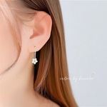 シンプル　人気　18K　お洒落　 大人女子　上品　揺れる　CZダイヤ　フラワー　お花　チェーン　SILVER925　フープ　ピアス