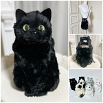 ぬいぐるみみたいな 黒猫さんのお座りスマホポシェット　ミニショルダー　スマホショルダー　猫雑貨　猫グッズ　リアル　ショルダーバッグ　巾着　ペットボトルカバー　水筒ケース　黒ねこ