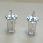 約27mm 5個 ミニチュア  透明カップ 蓋フラットdollhouse