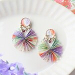 花うらら《和紙フリル》｜ふんわりパステルカラーの大ぶり和紙フリルピアス(イヤリング)   紫/春色/カラフル/振袖/卒業式/ハレの日/袴/着物/シャーベットカラー