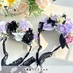 【お洒落薔薇ヘッドドレス】ハロウィン クリスマス ゴスロリ 色んなイベントにご使用いただけます ペット用 犬 猫 イベント用 撮影用 プレゼント 