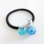 ヨーヨー(水風船)ヘアゴム＊青×水色　レジン　透明　空洞　軽い付け心地　レトロ