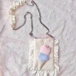 ぬいぐるみチェーンポシェット アイスクリーム(ピンク×ブルー) hugme