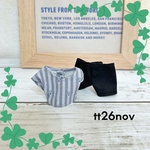 大人＊小さな動物用お洋服  ストライプグレー柄Tシャツ&黒パンツセット お父さんの服
