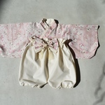 【即納】　ベビー袴　袴　和柄コットン生地　桜空（ピンク）　　　　お食い初め　百日祝い　初節句　お宮参り　100日祝い　出産祝い　ハーフバースデー　