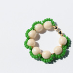 ＜Rollo～イロヅクビジュー～＞イヤーカフ『 Cream × Green 』
