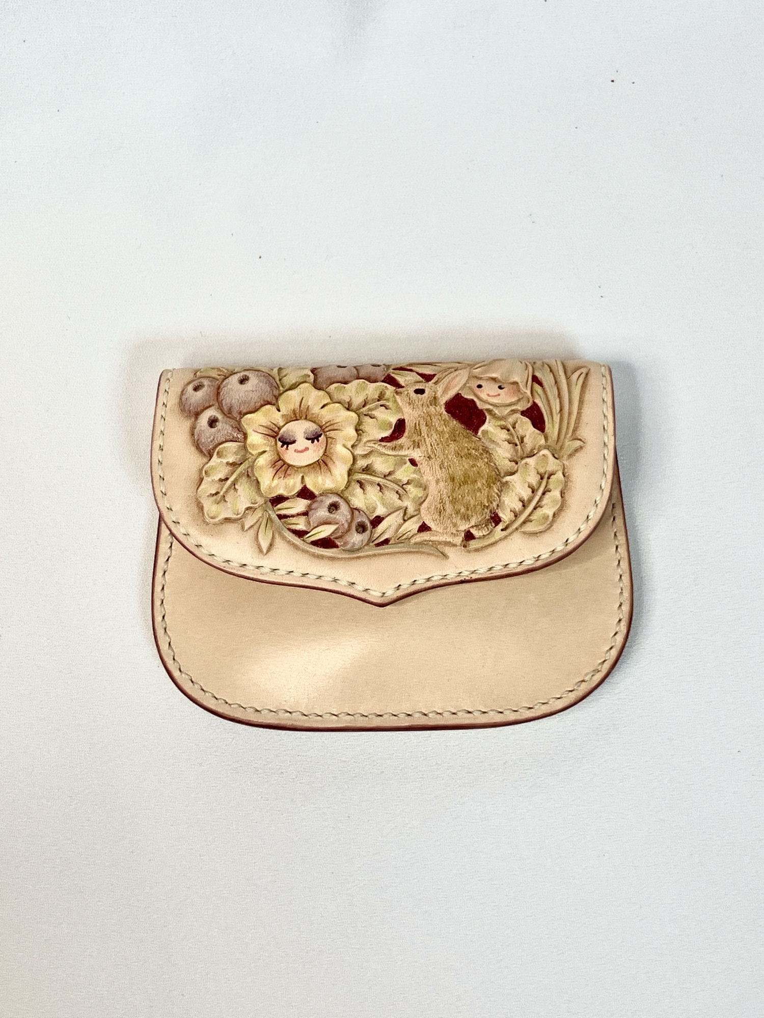 ハイビスカス 革 ウォレット 長財布 レザーカービング レザー