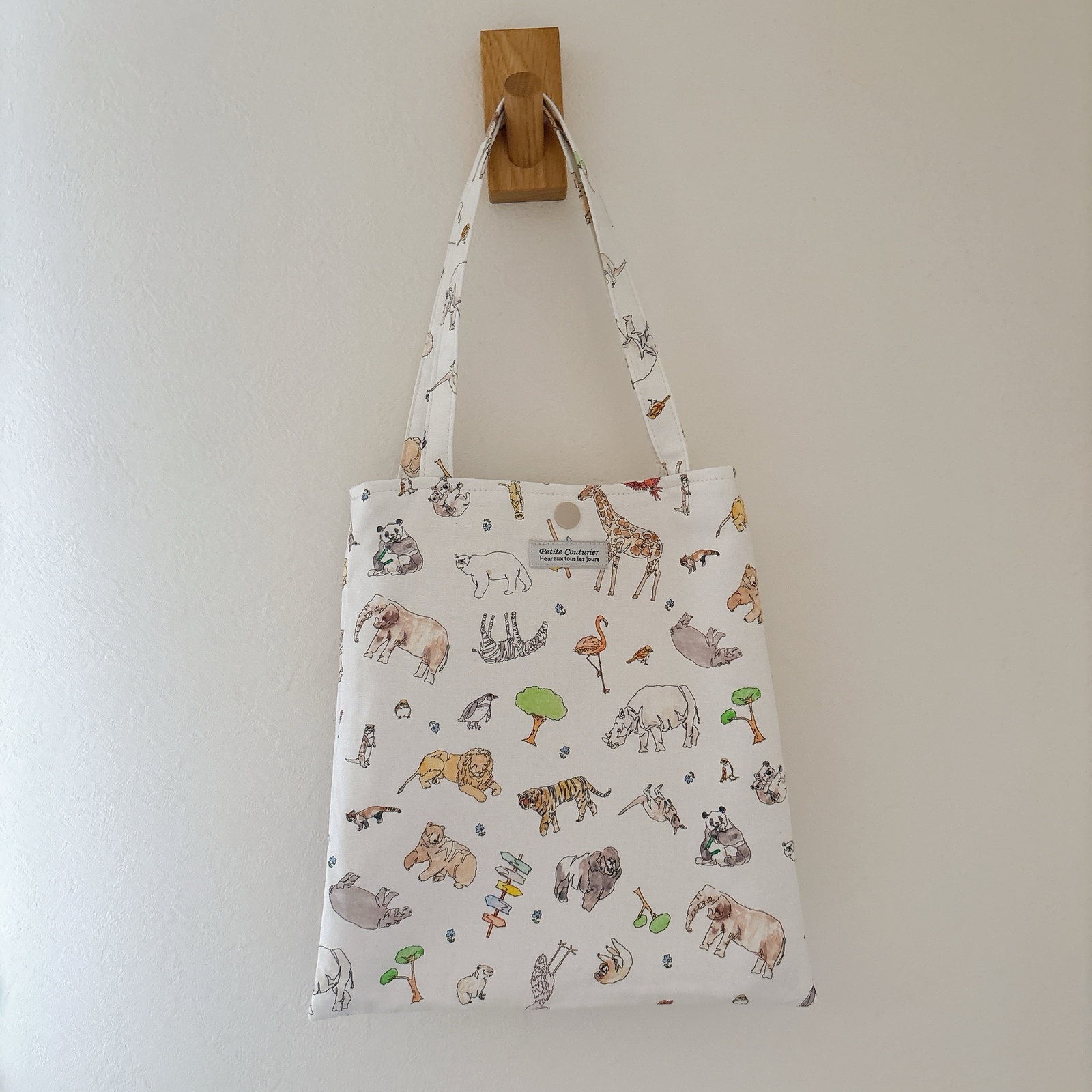 ☆n.k.d☆ページ　ヌビ　ぷっくりトートバッグ 大きめ】横長ぷっくりトートバッグ / ヌビ刺繍【ナチュラル