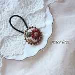＊インド刺繍リボンヘアゴム×ブラウンカットビーズ刺繍　