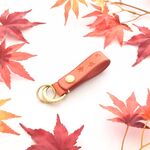 【もみじ柄】厚い革1枚のベルトループキーホルダー【Dリングタイプ】MARGOT/マルゴー オレンジ イタリアンレザー *即納品