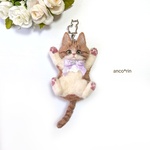 【新作】 羊毛フェルト 猫 茶トラ猫のキーホルダー