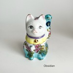 招き猫　インディアンツリー　左手　⭐︎ ピーコックグリーン