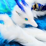 アートドールぬいぐるみ幻獣双尾天龍ハンドメイド　琉球蓄光ガラスチャイナドラゴン
