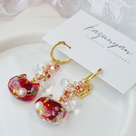 薔薇のねこフープピアス サージカルステンレス k16gp 秋冬