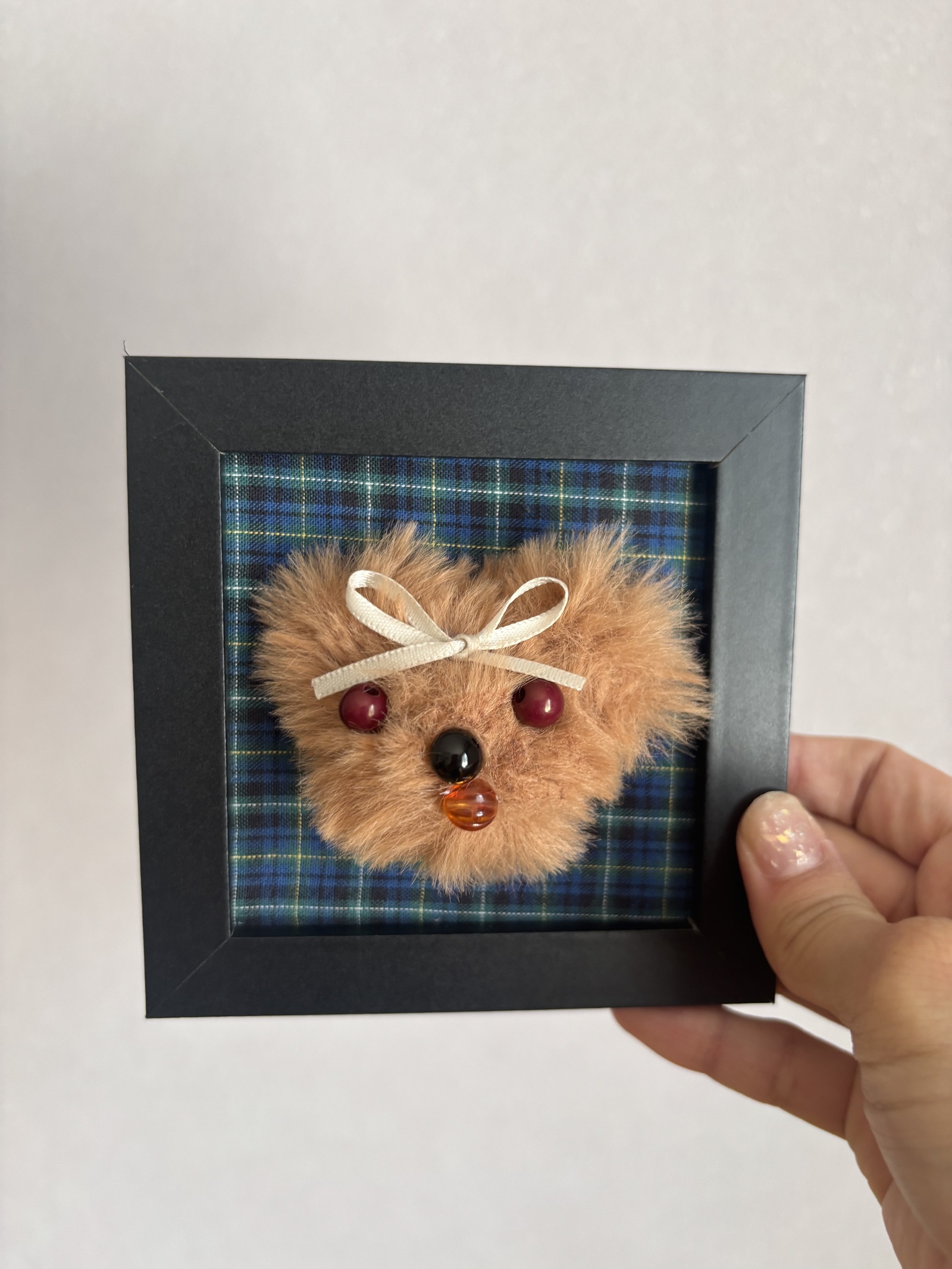 動物 羊毛フェルト 置物 額縁 ฅ^•ω•^ฅお守り