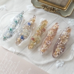 お花畑ヘアクリップ   クリア  グリーン  ピンクベージュ  ブルーグレー  ボルドー  レジン ヘアクリップ  