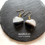 PP700-1164バンデットアゲートheart MONOTONE*天然石ピアス  ｽﾃﾝﾚｽ   *送料無料* 　
