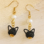 【送料無料】水引ピアス　黒猫　イヤリング　着物　和風　小ぶり　アクセサリー　小物　シンプル