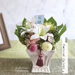 再販　仏花「まごころ（ピンク）」ケース付　お供え花　プリザーブドフラワー　アーティフィシャルフラワー　お悔やみ　お盆　お彼岸　法事　月命日　記念日　ペット供養　フラワーギフト　贈り物　仏壇　納骨堂