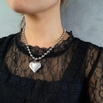 BIG heart. ハートチェーンネックレス　ハートネックレス　シルバーネックレス　ボールチェーンネックレス