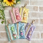 人気！リールキーケース　ラミネート   ドット柄  ランドセル　うさぎ　パステルカラー