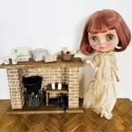 ミニチュア ドールハウス 背景ボード 壁 床 ブライス リカちゃん １／６ 家具 オビツ 棚 机 ドール ドール家具 カスタムブライス ハンドメイド シャビーシック 小物 暖炉 薪 ハロウィン