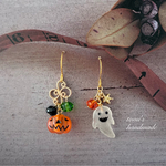 再販✨ ジャック・オー・ランタンとオバケのハロウィンを愉しむピアス🎃👻