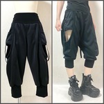ショートパンツ一体型サイドカットパンツ　ブラック