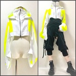 ⭐︎【シンプルタイプ】ショート丈タクティカルパーカ ホワイト×蛍光イエロー