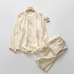 パジャマ 長袖レディース上下セット春夏秋ダブルガーゼ 寝巻き